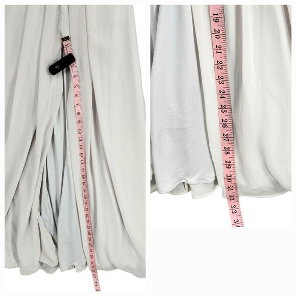 Morilee Bridesmaid Dress Gown sz 20 Women Chiffon Surplice Gathered Waist Silver - Picture 7 of 13